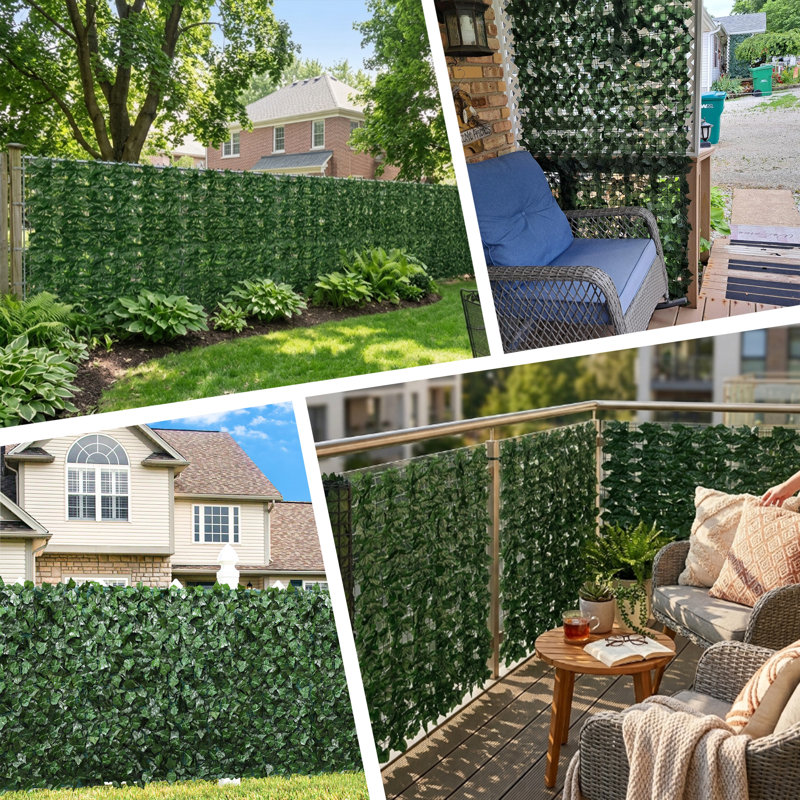 Clôture brise-vue en lierre artificiel, toile de fond végétale anti-UV, fausse haie de feuilles de vigne (122 cm L x 325 cm l)