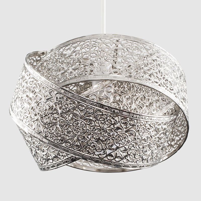 Hacienda 20cm H Metal Novelty Pendant Shade ( Clip On ) in Satin Nickel, No