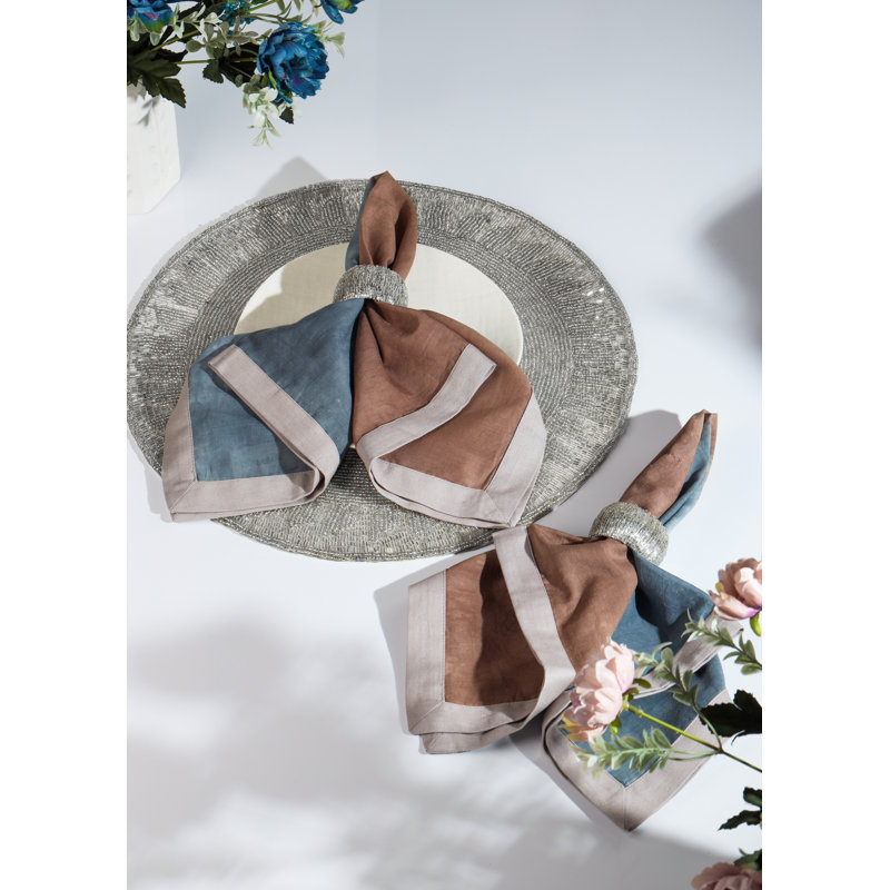 Earth & Sky Tie-Dye Napkin Set, Brown/Blue