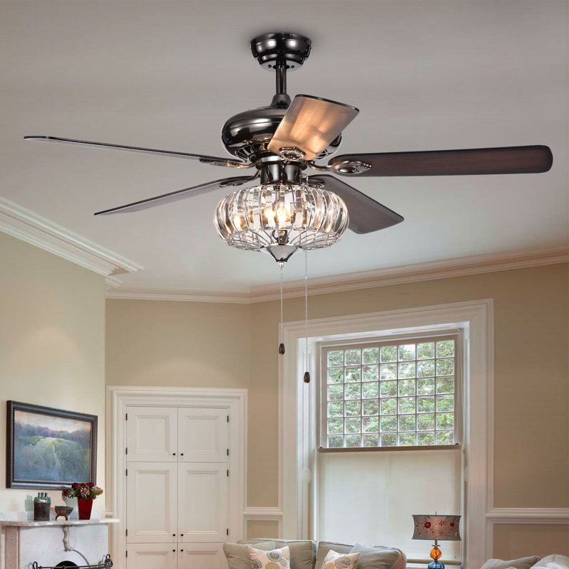 52'' Ceiling Fan with Light Kit, Antique Bronze, Pull Chains, 188 RPM