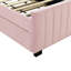 Lit plateforme simple tapissier avec lit gigogne en velours rose - Fabrication solide et polyvalente, option d'utilisation, sans sommier-866988452
