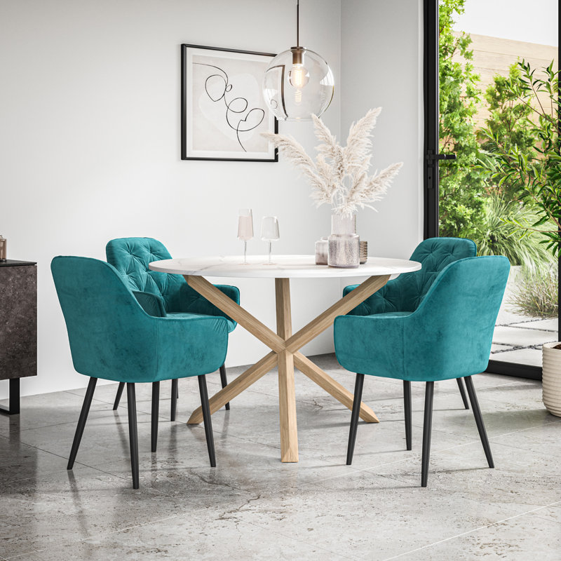 Adriunna 4 - Person Dining Set, Oak/Blue