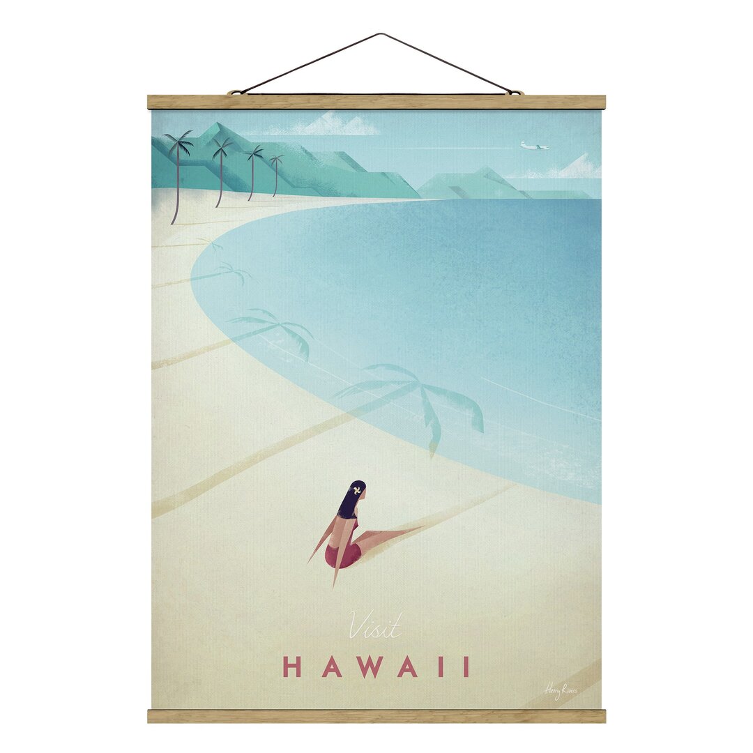 Stoffbild Mit Posterleisten - Reiseposter - Hawaii - Hochformat 4:3