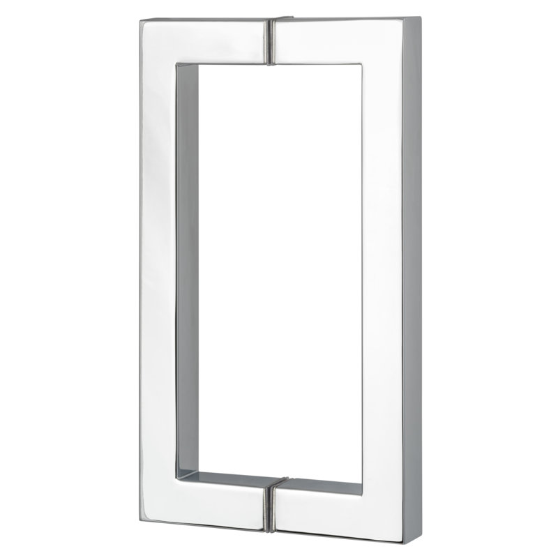 Poignée de porte de douche, 9 po, carrée, 2 côtés, Chrome poli