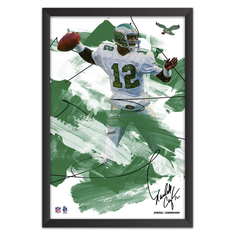 Sporticulture NFL Denver Broncos John Elway 07 Tableau encadré effet coup de pinceau, Affiche de légende du football américain, Décoration murale, 51 x 63,5 cm