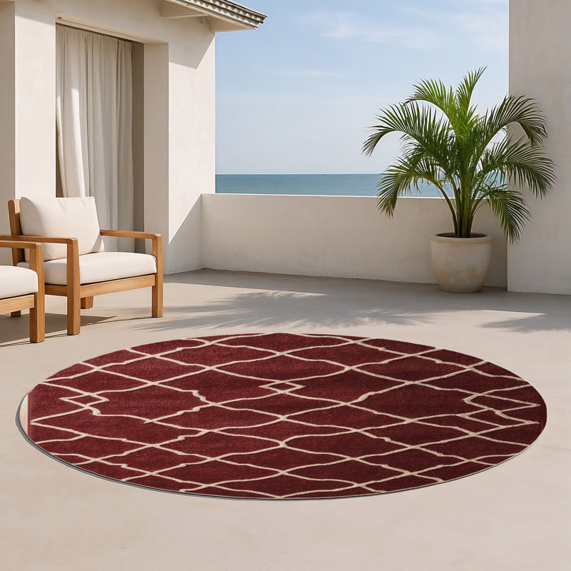 Tapis brun intérieur et extérieur Trellis, Rond 5 pi