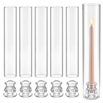 Hurricane Candle Holders Set of 24, Φ2.56 x 13.78 in Tall Clear Glass Cylinder Candleholder Sleeve, High Borosilicate Glass, Wind Protection for Wedding, Table Centerpiece, Party, Home Decor