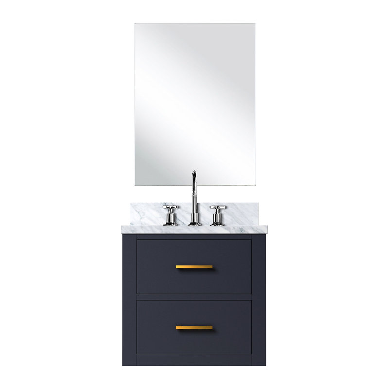 Bleu 20 po L x P 18 po avec comptoir en acrylique, robinet et miroir de comptoir 24 H inclus