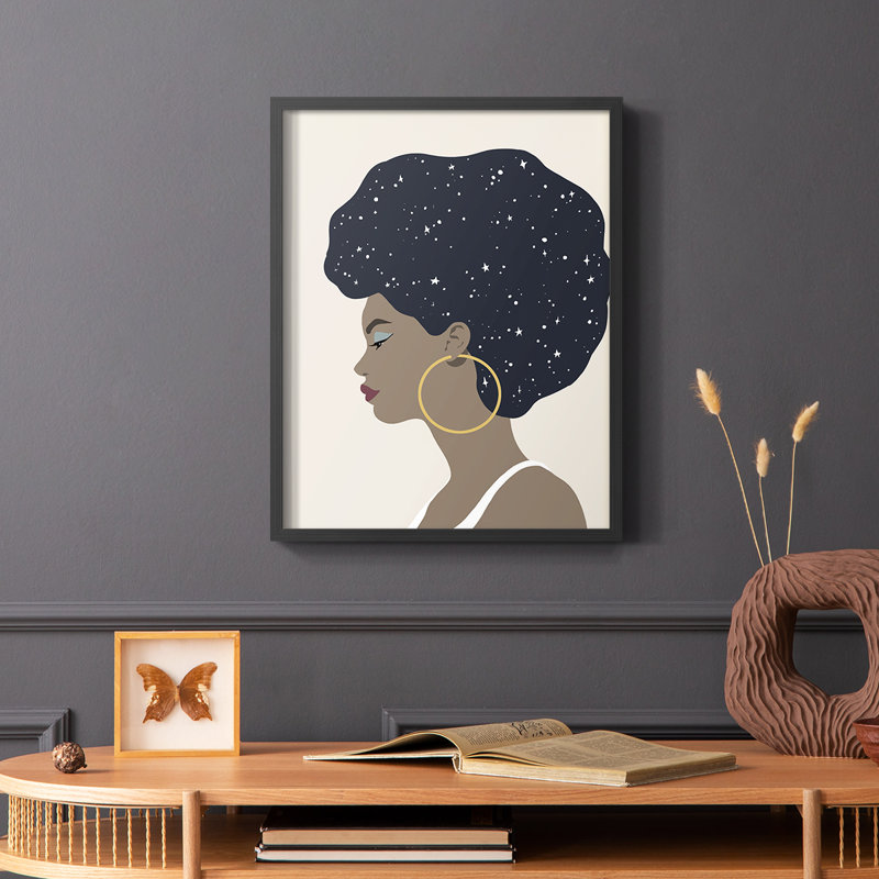 «Heavenly Hair I», reproduction encadrée - bois massif, Noir, H 28 po x l 22 po