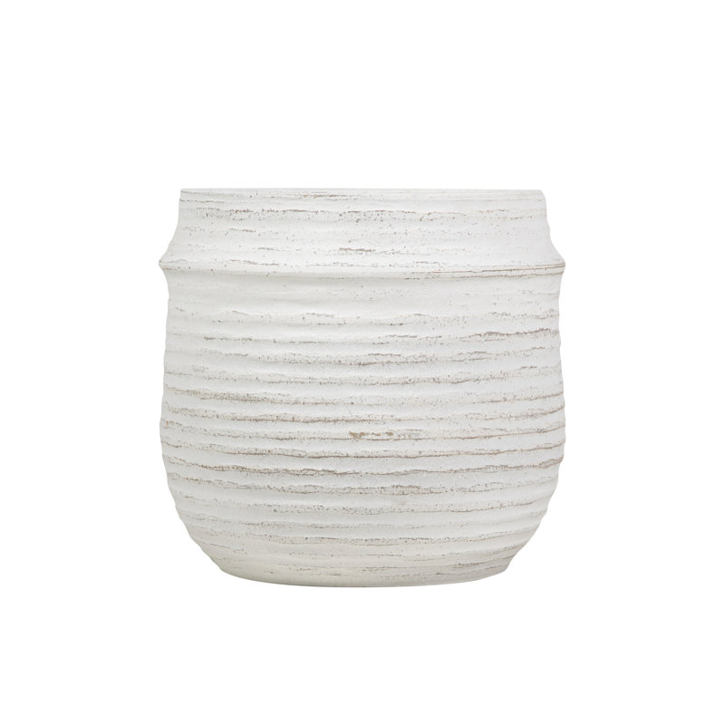 WHITE CERAMIC POT, 33cm H x 34cm W x 34cm D