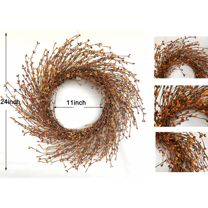 22" Pip Spring Grapevine Berry Wreath, Orange