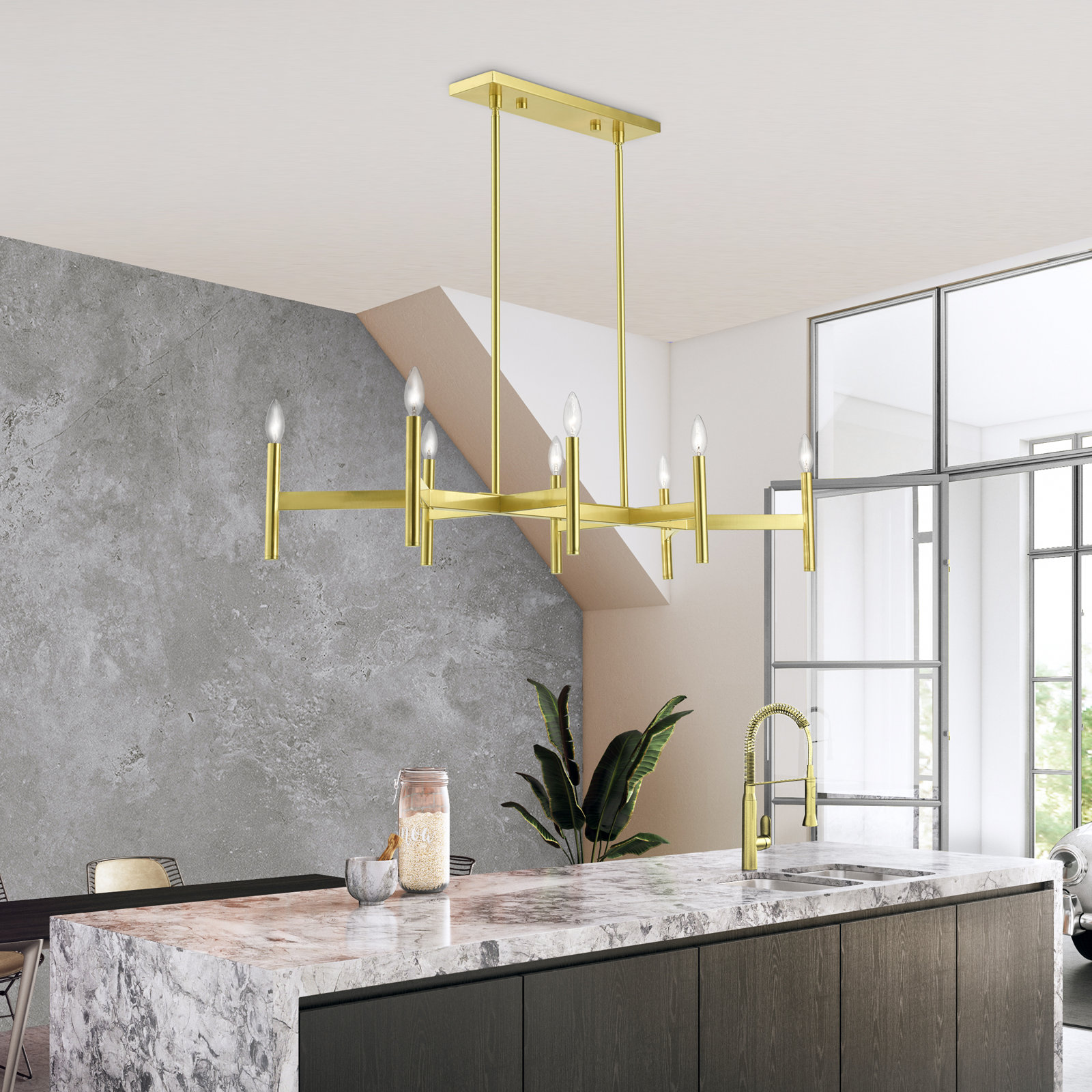 Martella 8-Light Chandelier, Satin Brass
