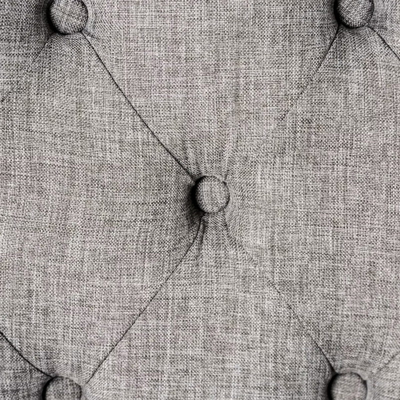2 chaises de salle à manger rembourrées en tissu noir et gris antique, dossier à volutes, dossier capitonné, pour pièce, motif uni, bois et matériau, profondeur de 18,5 po, largeur de 26,5 po avec sièges gris, principale