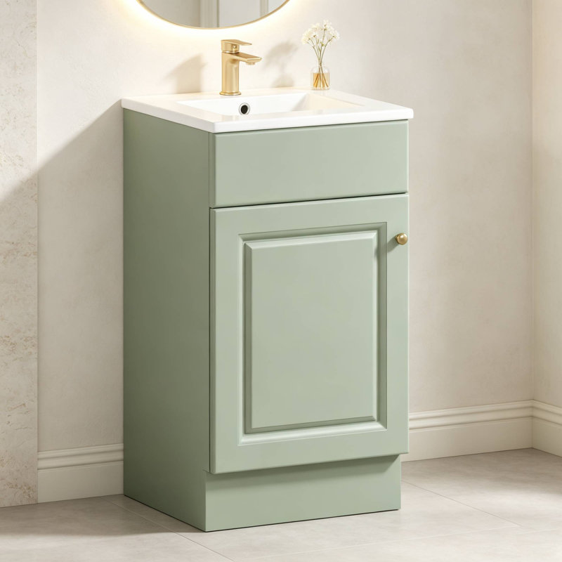 20" Single Bathroom Vanity With Ceramic Top, Light Green