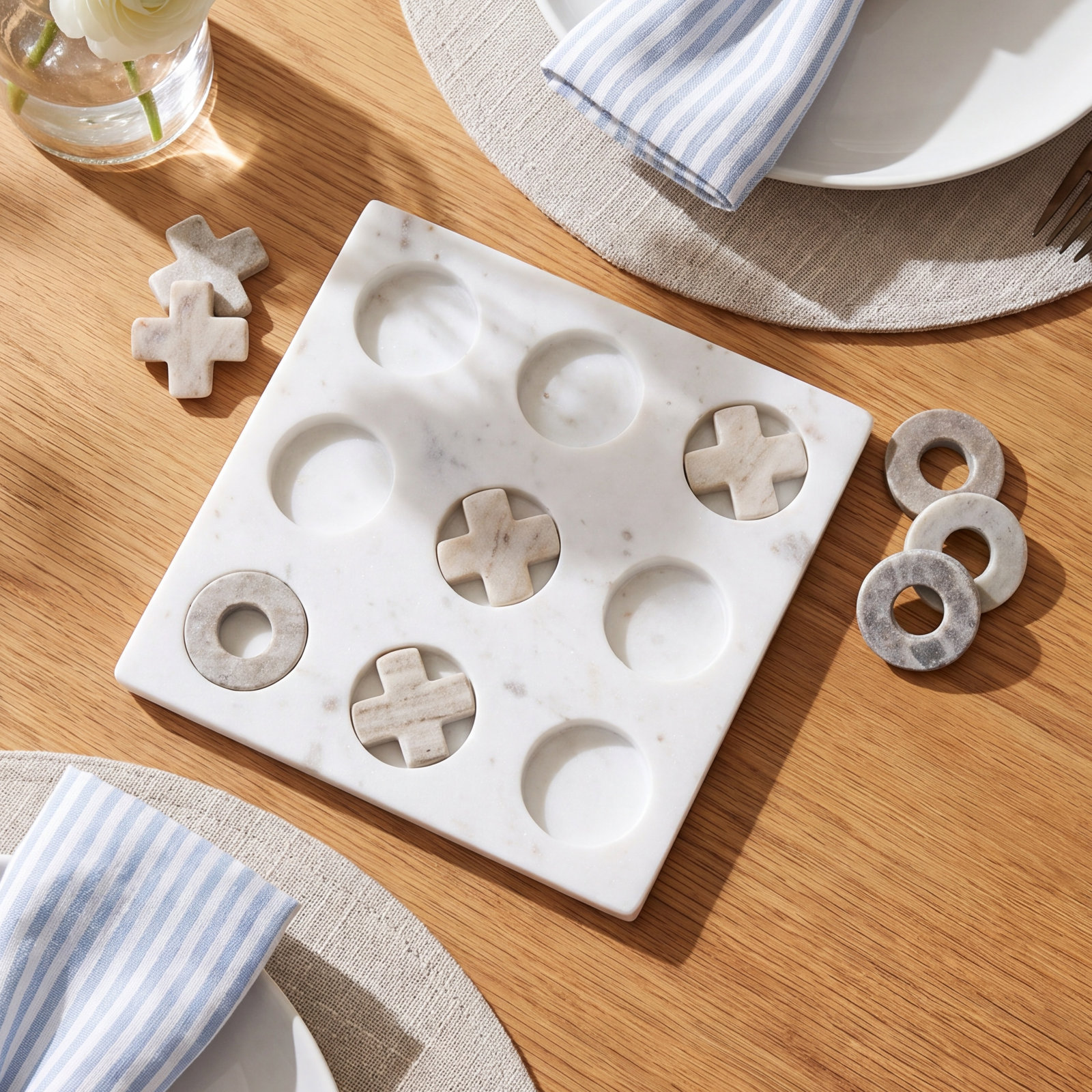 Marble Tic-Tac-Toe Decor Set