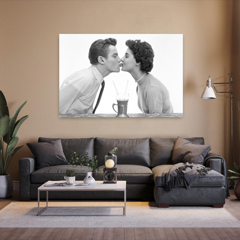 1950, couple, homme, femme, profil, H 40 po x l 60 po
