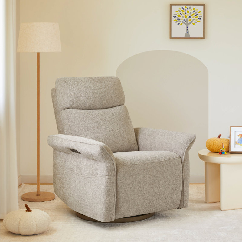 Fauteuil inclinable électrique pivotant à trois moteurs avec appui-tête et soutien lombaire électrique, Polyester taupe