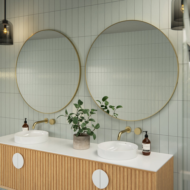 Modern & Contemporary Bathroom/Vanity Mirror, Satin Brass, 36" x 36"