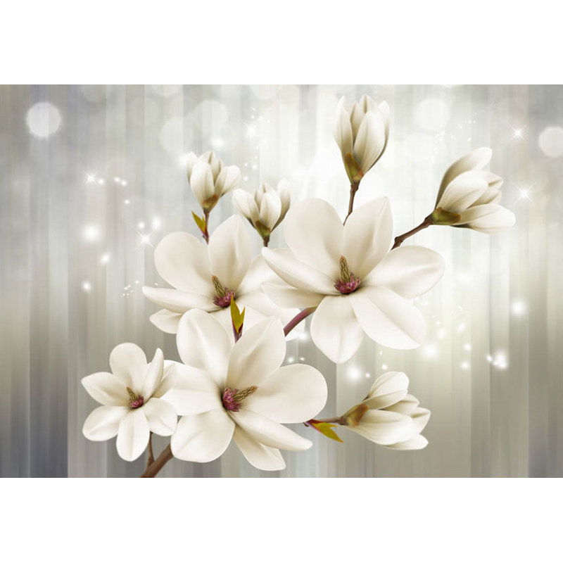 Murale florale pelez et collez - Orchidées scintillantes, L 154 po x L 110 po