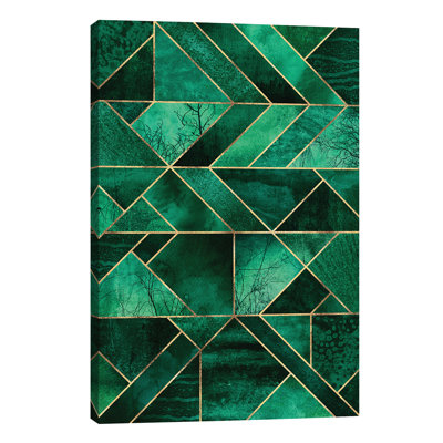 Abstract Nature Emerald Green by Elisabeth Fredriksson - Wrapped Canvas Print
