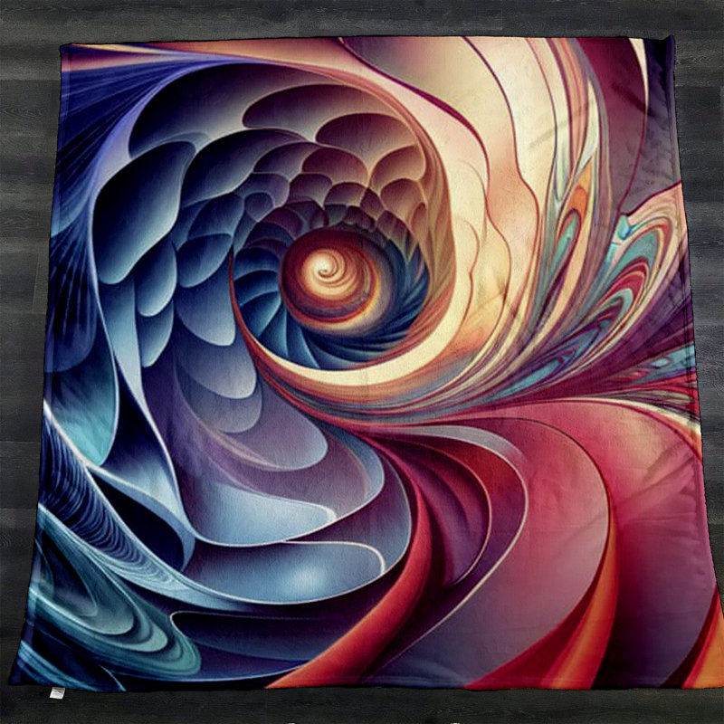 Throw Blanket, 51" W x 60" L, Abstract, Blue/Pink/Tan