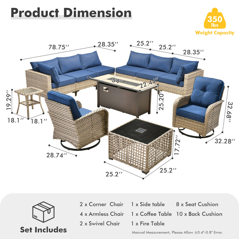 Ensemble de conversation modulaire réversible pour 8 personnes Emroy, Marine