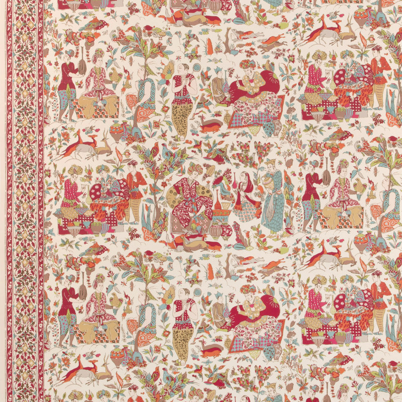 La Menagerie Shalimar Toile Paper Roll, Berry/Sand