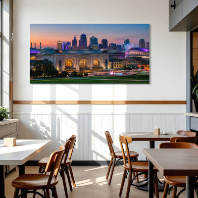 Canvas Wall Art Kansas City Missouri Skyline Wall Decor for Living Room Bathroom Bedroom Office 24"H x 48"W Art Paintings, Ready to Hang