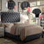 Structure de lit rembourrée en tissu de lin avec tête de lit réglable / style Chesterfield / support à lattes de bois-1312449183-1312449182