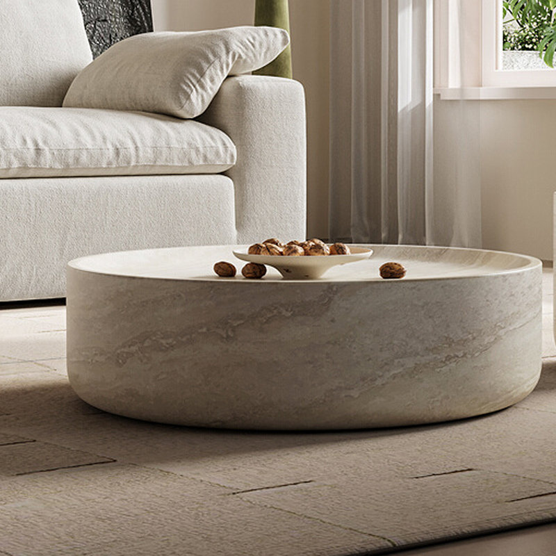 High-end cave stone round creative tea table, 11.81" H x 39.37" L x 39.37" W