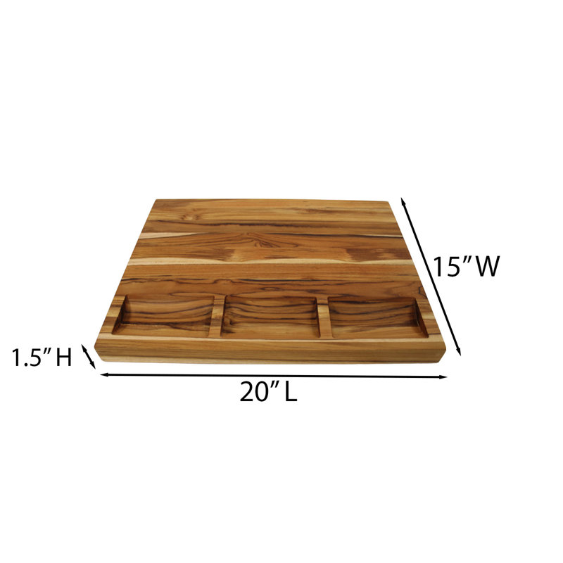 Planche à découper réversible en teck EcoDecors, 20 po x 15 po