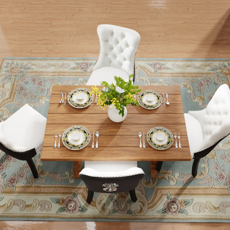 Ensemble de 6 chaises de salle à manger rembourrées Luxury, Blanc/Noir, Noir