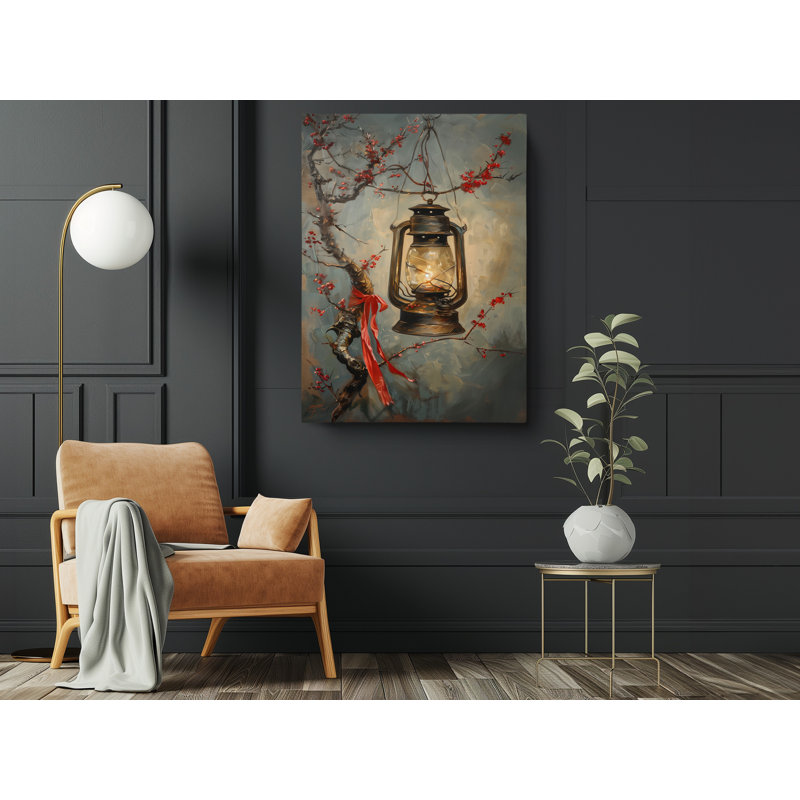 Vintage Oil Painting of a Gas Lamp Canvas Print, Modern Wall Art Decor for Home & Office, Painting Reproduction