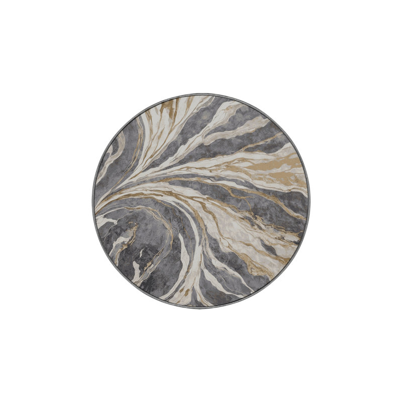 Tapis gris lavable à la machine, Rond 4 pi