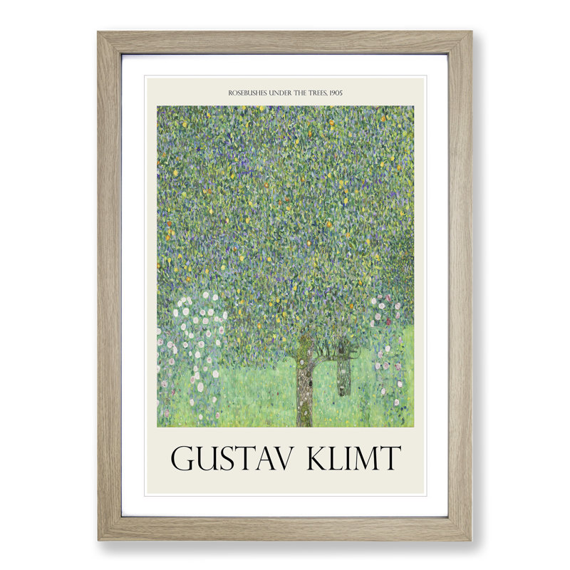 Rosebushes Under the Trees by Gustav Klimt - Picture Frame Graphic Art, 36cm H x 27cm W x 2cm D