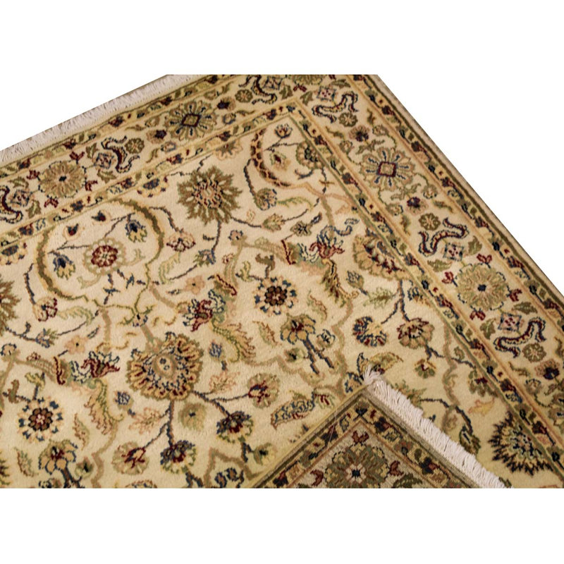 Hand-Knotted High-Quality Cream and Cream Area Rug