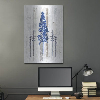 «Blue Moose - Lodge Pole Pine» par Lightbox Journal, art mural en métal de luxe, 12 po x 16 po