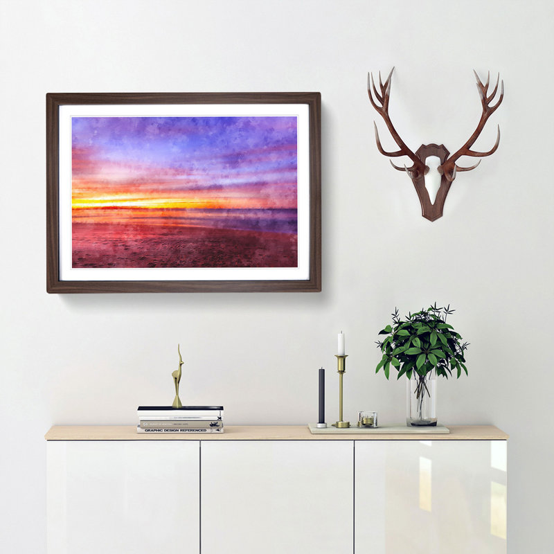 Sydney Beach - Picture Frame Painting Print, 24cm H x 33cm W x 2cm D, Walnut Framed