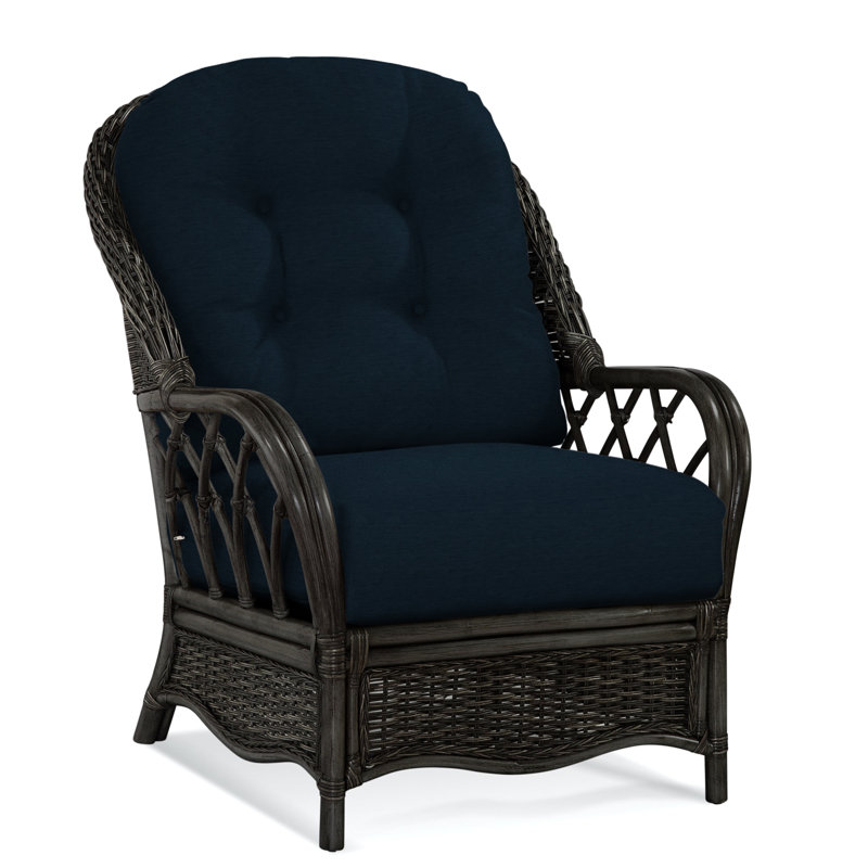 Chaise avec accoudoirs en rotin Everglade, Performance gris sucre; 0863-84, Noir antique