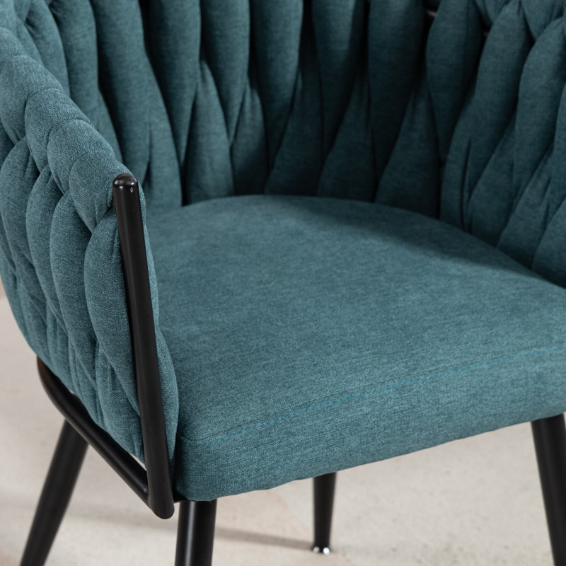 Polyester Upholstered Metal Upholstered Back Accent, Teal
