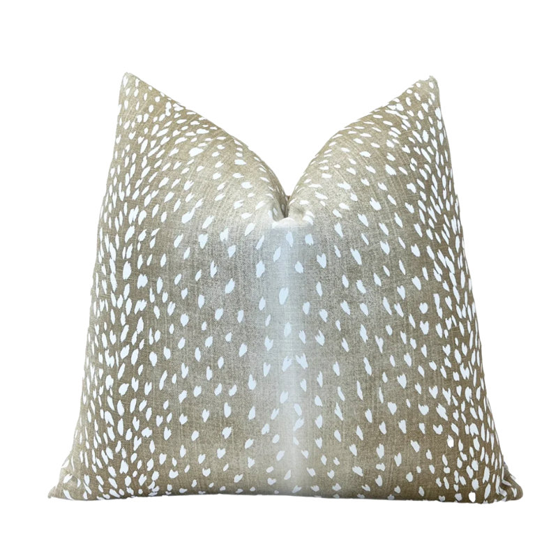 Housse de coussin en lin antilope, H 20 po x l 20 po, Beige / motif de peau d'animal