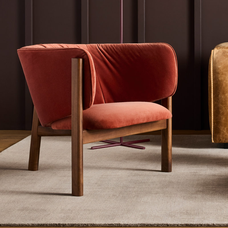 All In Lounge Chair, Tomato Velvet, Brown
