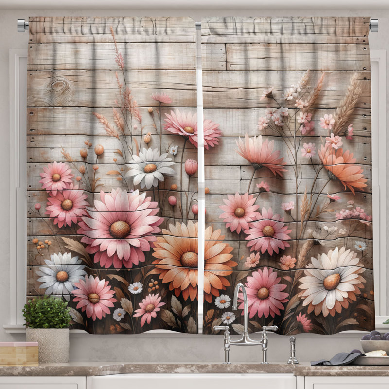 Rustic Kitchen Curtain, 55" W x 24" L