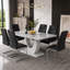 Table de salle à manger rectangulaire moderne en faux marbre de 63 pouces avec base en U-487856768