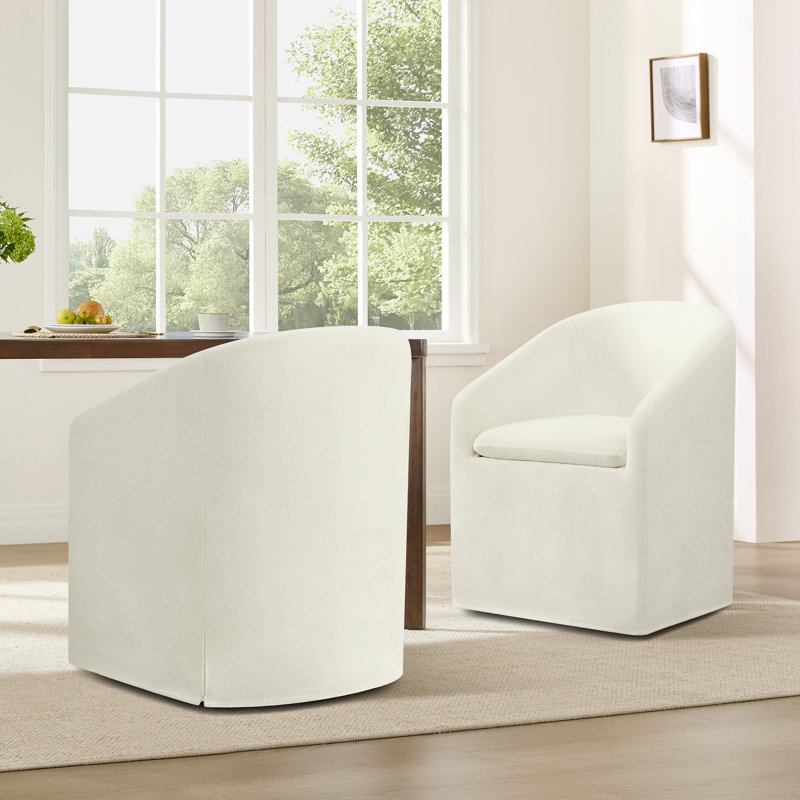 Chaise rembourrée avec housse lavable et roulettes, Lin lin