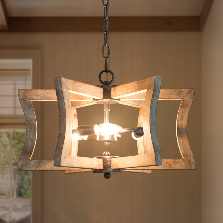 Marcus 3 - Light Unique Geometric Chandelier With Wood Accents