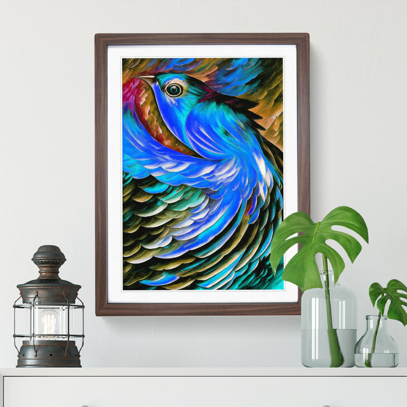 Portrait Of A Bird No.1 - Wall Art, 66cm H x 48cm W, Walnut Framed