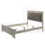 Grand lit moderne avec tête de lit tapissier beige et élément décoratif en bois de crocodile-811815109