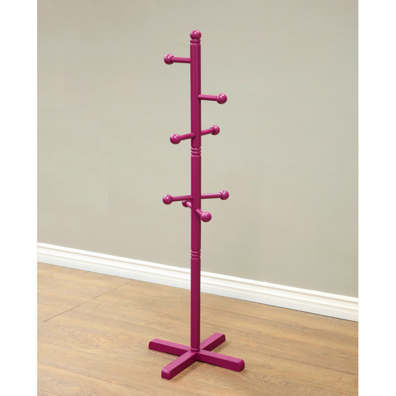Solid Wood Freestanding Coat Rack, Purple