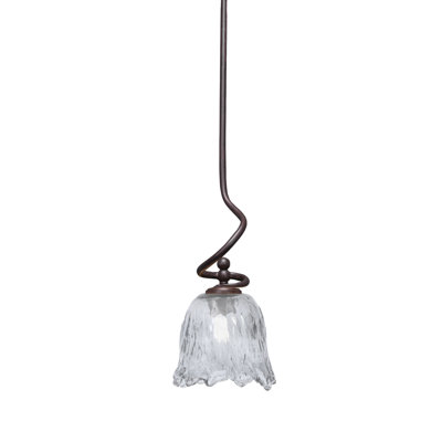 Suspension Sadea Stem Hung Mini présentée en fini granit foncé avec verre lave fumé de 18 cm